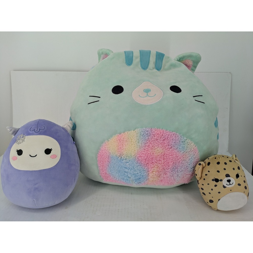 Squishmallows Plush Lot Corinna Cat Juvana Bigfoot Lexie Cheetah Rainbow Flaws